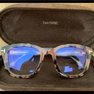 TOM FORD Blonde Havana Bluelight Glasses, Men’s